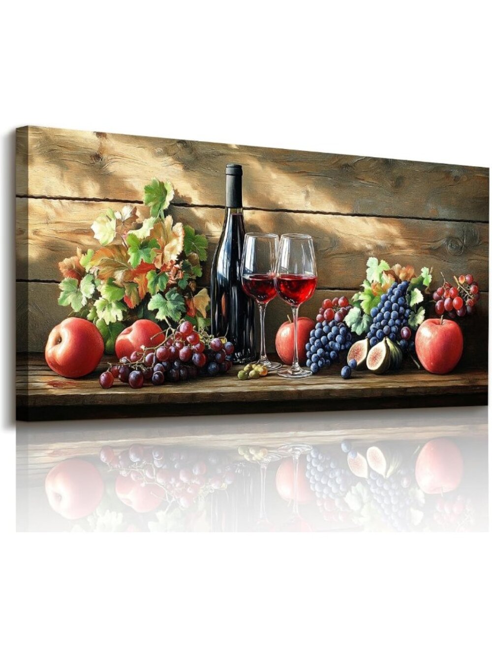 Large Still Life Kitchen Wall Art - Fruit & Wine French Country Decor
